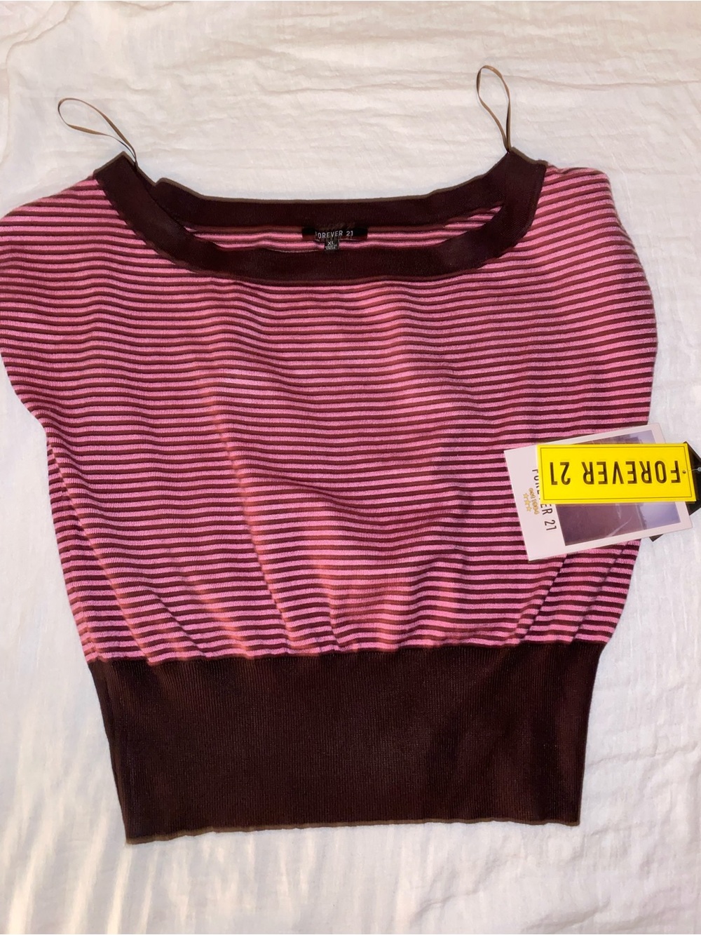 Forever 21 Pink and Black Striped Sleeveless Knit Tank